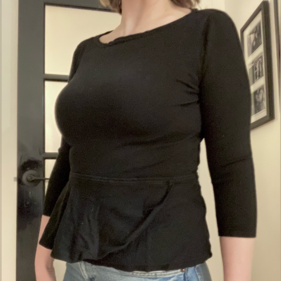 White House Black Market wrap around Style black sweater - Picture 2 of 8